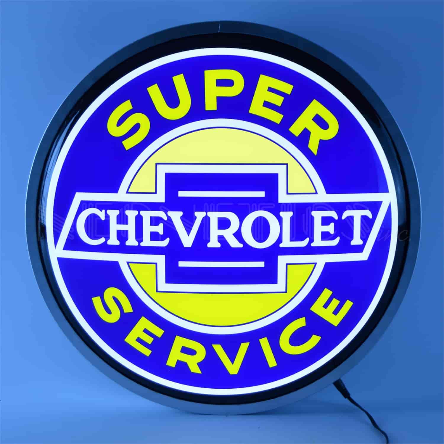 Backlit LED Lighted Round Sign Super Chevrolet Service