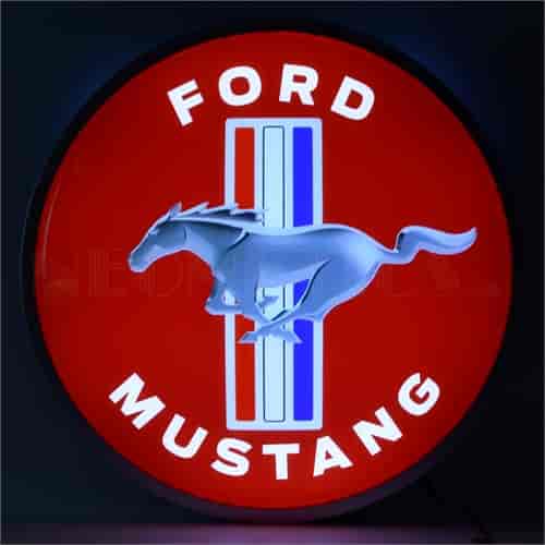 Backlit LED Lighted Round Sign Ford Mustang