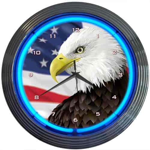 Eagle USA Flag Neon Clock