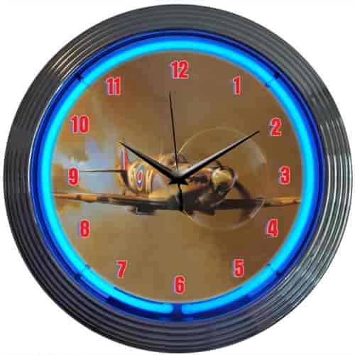 Spit Fire Tiger WWII Neon Clock