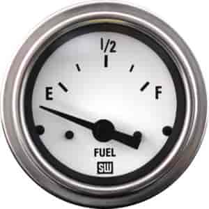 Deluxe-Series Fuel Level Gauge, 2-1/16 in. Diameter, Electrical - White Facedial