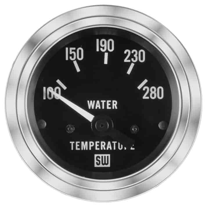 Deluxe-Series Water Temperature Gauge, 2-1/16 in. Diameter, Electrical - Black Facedial