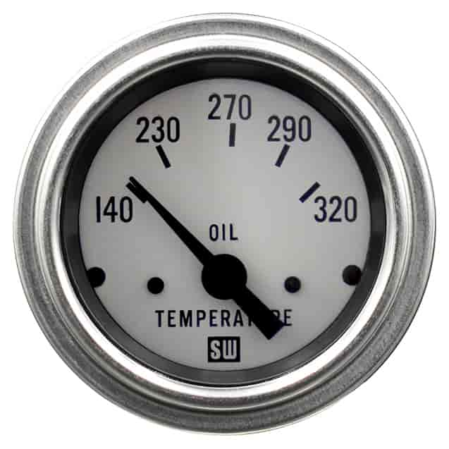 Deluxe-Series Oil Temperature Gauge, 2-1/16 in. Diameter, Electrical - White Facedial