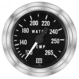 Deluxe-Series Water Temperature Gauge, 2-1/16 in. Diameter, Mechanical - Black Facedial