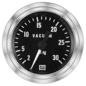 Deluxe-Series Vacuum Gauge, 2-1/16 in. Diameter, Mechanical - Black Facedial