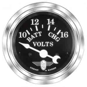 Wings-Series Voltmeter Gauge, 2-1/16 in. Diameter, Electrical - Black Facedial