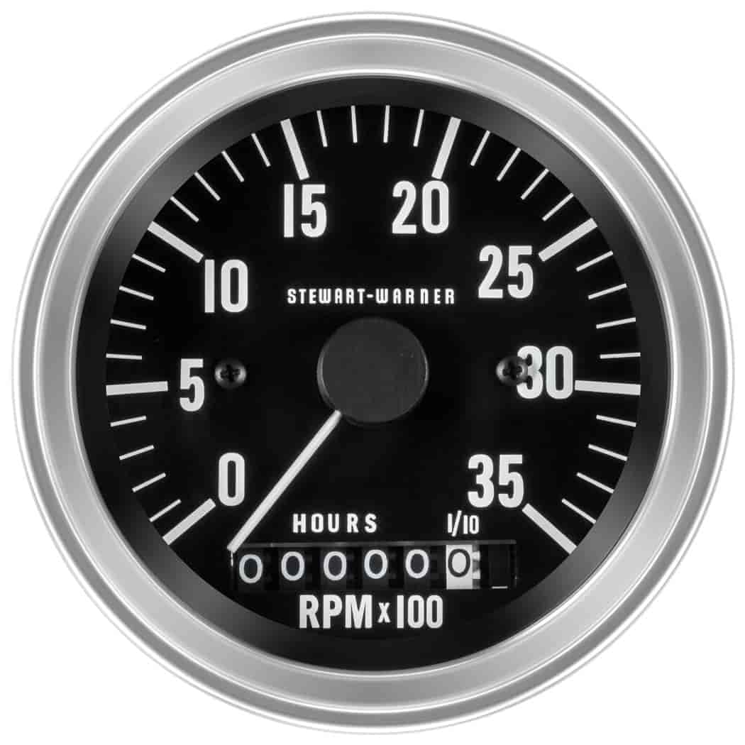 Deluxe-Series Tachometer Gauge, 3-3/8 in. Diameter, Electrical - Black Facedial
