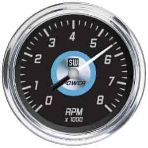 Power Series Tachometer Gauge, 3-3/8 in. Diameter, Electrical - Blue Accent Ring