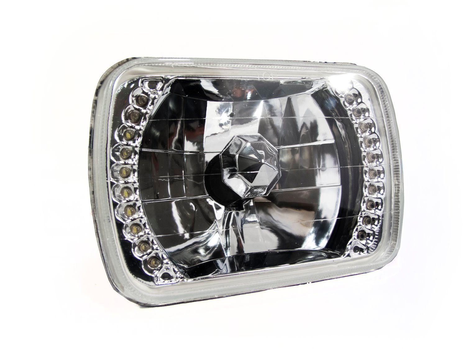 RS4X6SH4LED-W 4 x 6 in. Diamond Cut H4 Conversion Lens, w/ Recessed LED Halo, White