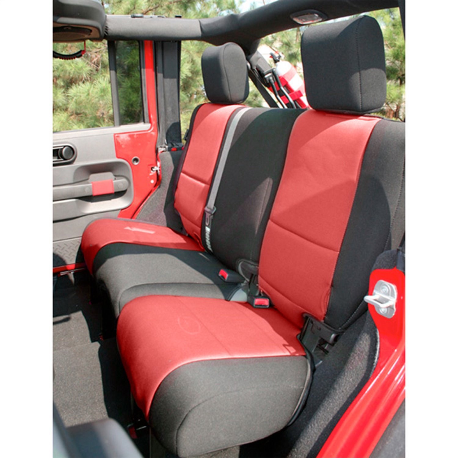 13265.53 Neoprene Rear Red Seat Cover for 2007-2018 Jeep Wrangler JK 2-Door