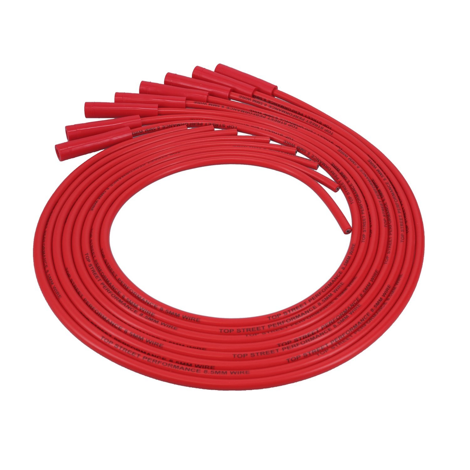 81225 LS/LT Universal Ignition Wires, 8.5mm Red, Straight Black Plug Boots