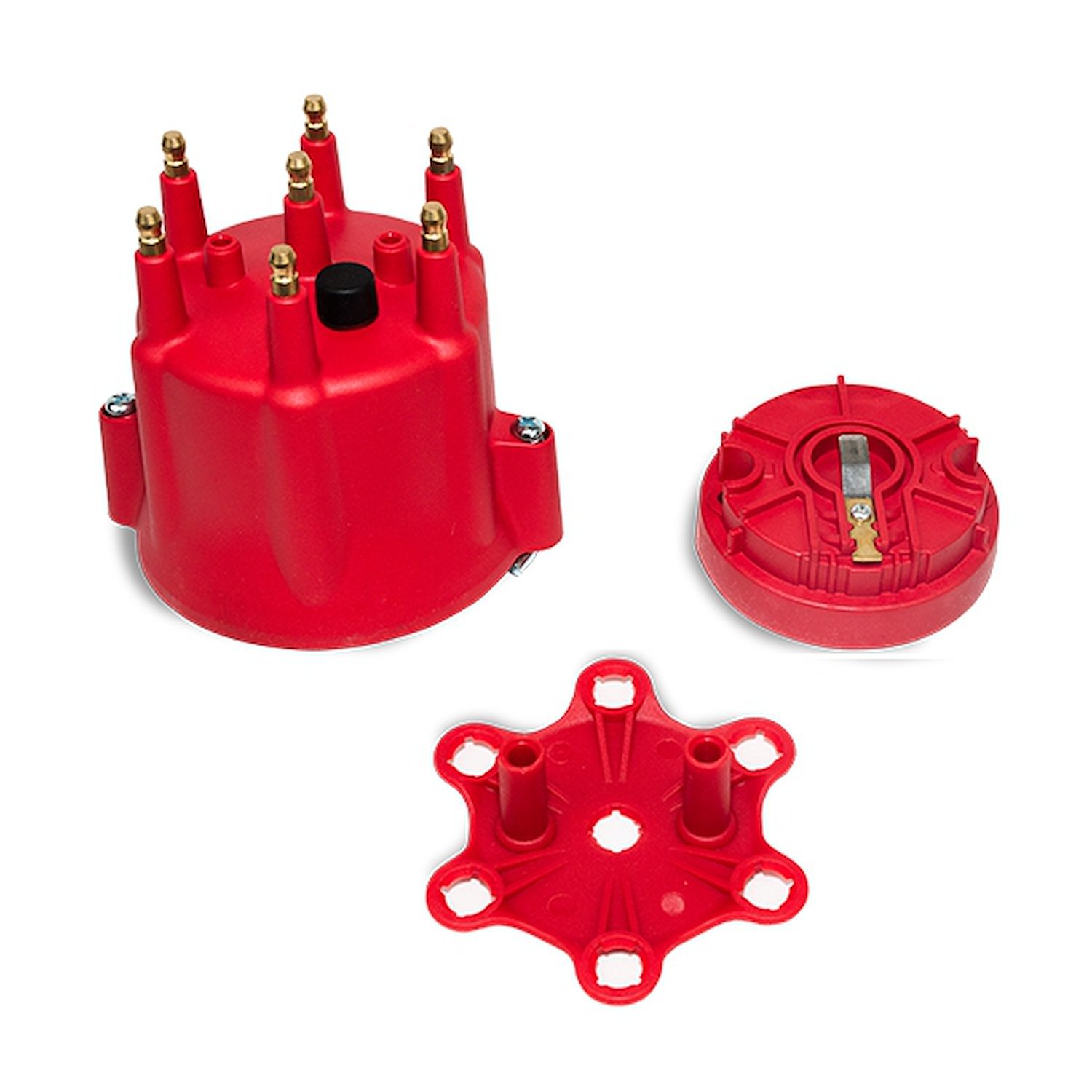 JM6975R Pro Series Distributor Cap and Rotor Kit, 6 Cylinder Male, Red