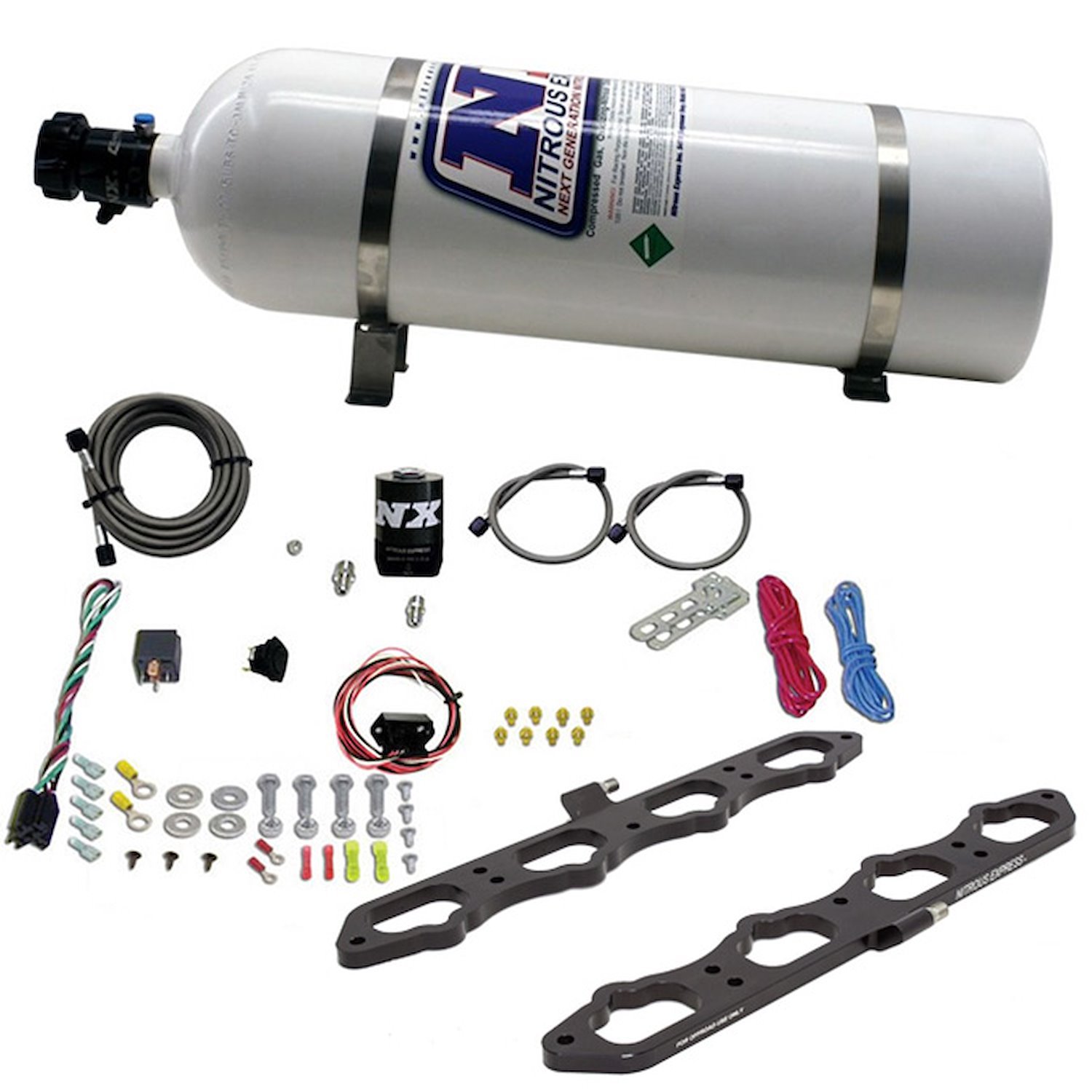 Dry Direct Port Nitrous Plate System Fits Select Ford 5.0L Coyote Engines [15 lb. Bottle]