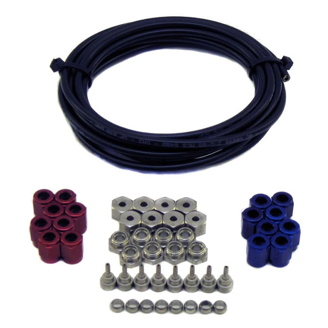 -2 BLACK HOSE CONVERSION FOR 4 CYL. DIRECT PORT SYSTEMS. INCLUDE HOSE COMPRESSION FITTINGS AND RED/BLUE BNUTS.