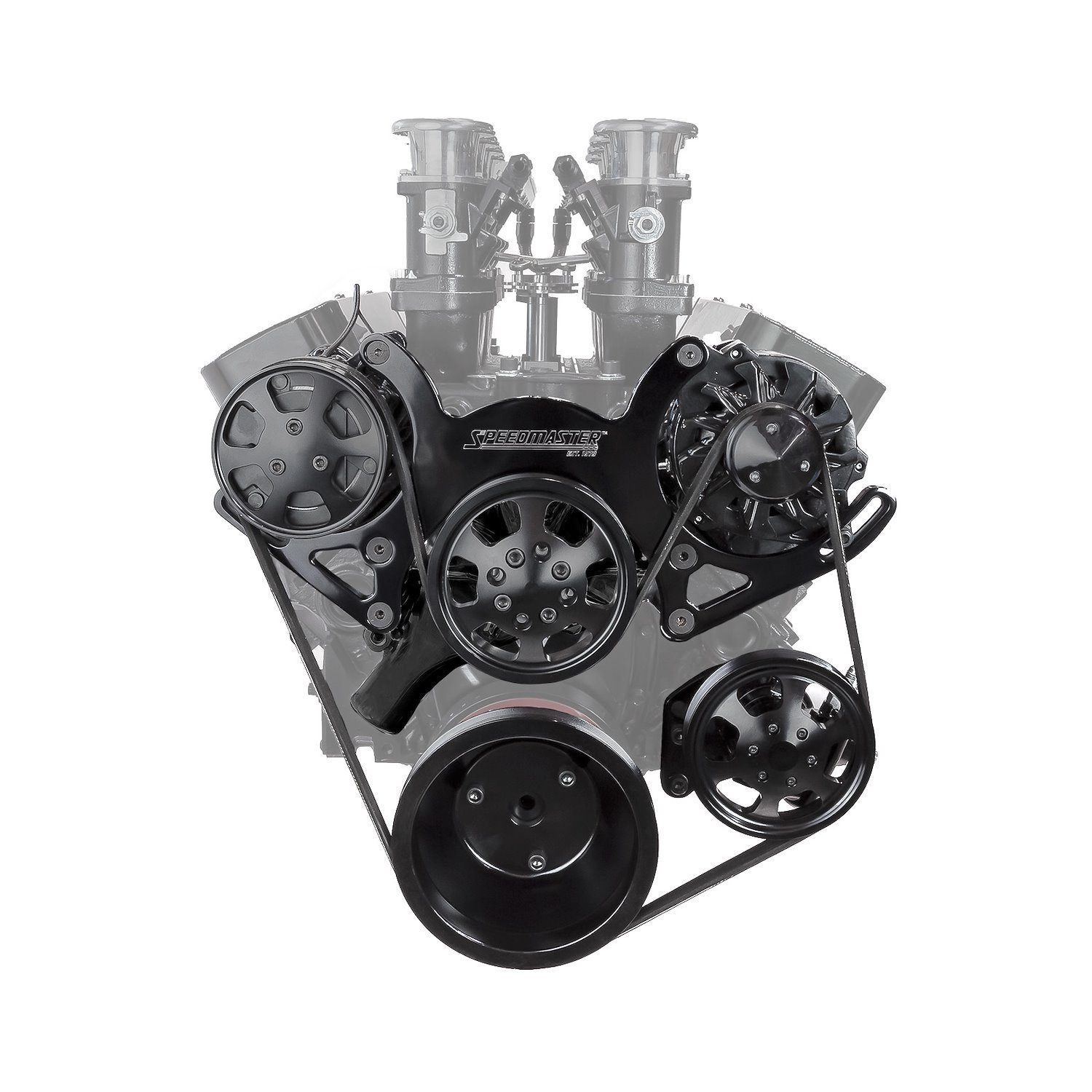 Complete Engine Drive Accessory Kit for Small Block Chevy 350 - Anodized Black