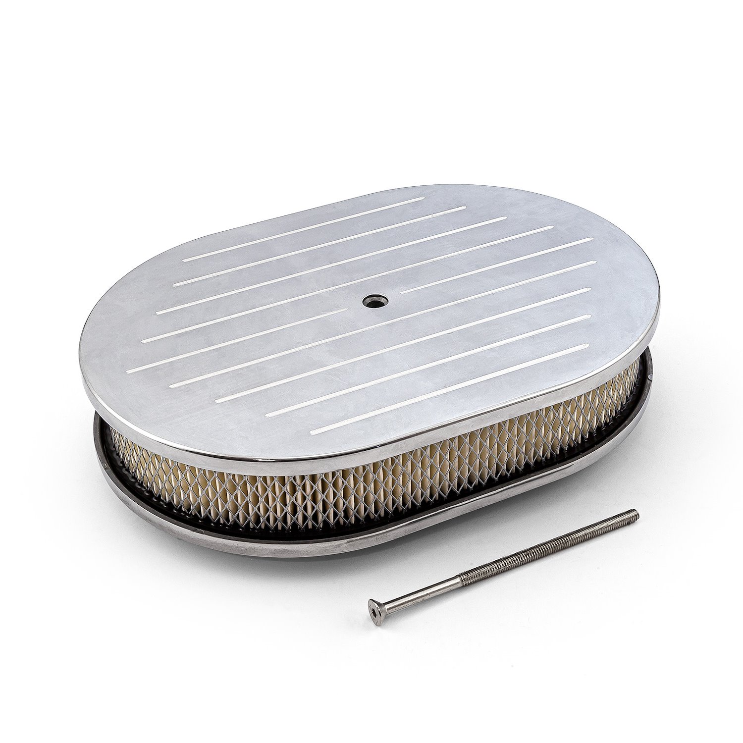 12 x 2 Oval Ball Milled Polished Aluminum Air Cleaner Kit