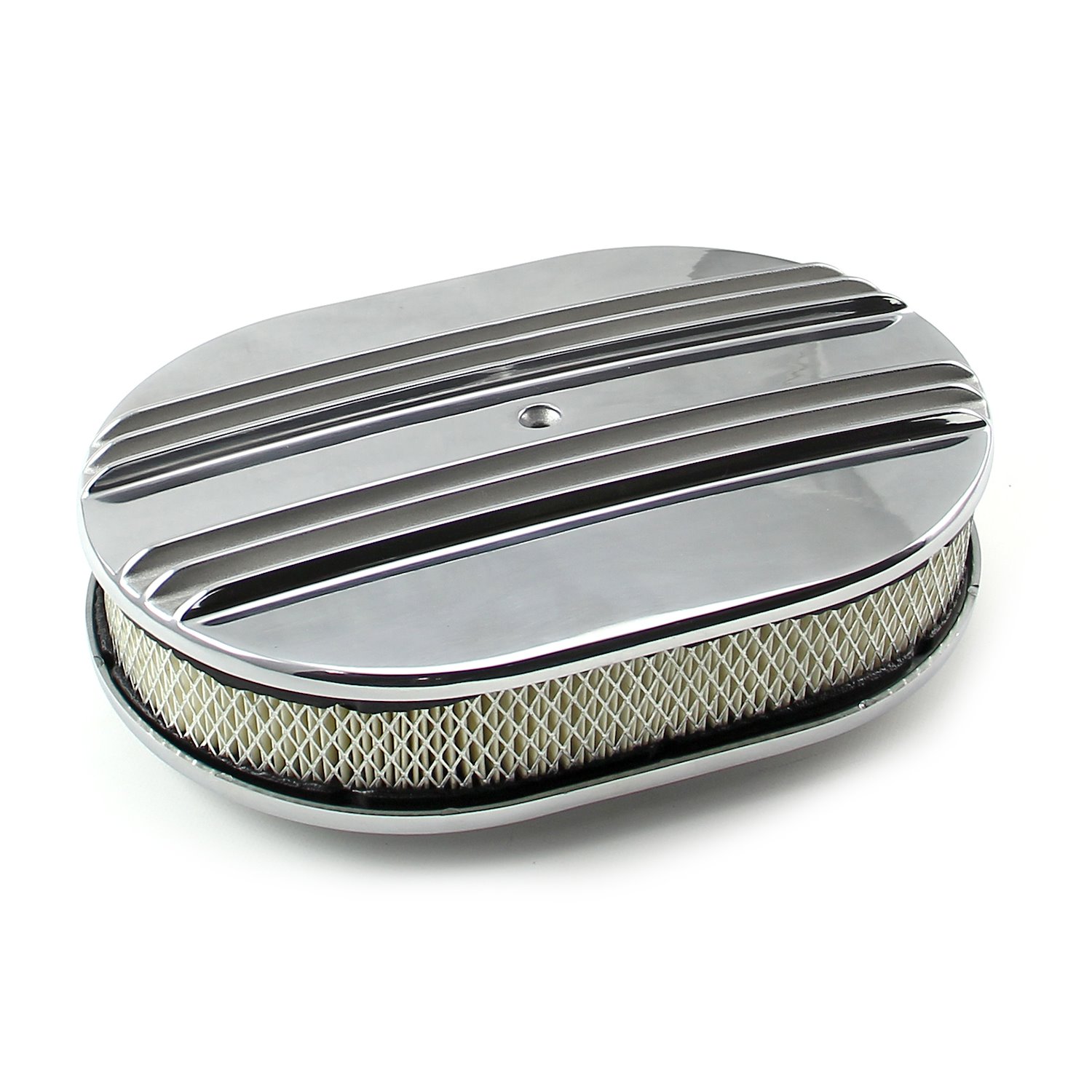 Oval Classic Center Finned Air Cleaner Kit 12 in. L x 2 in. H x 8 3/8 in. W [Polished]