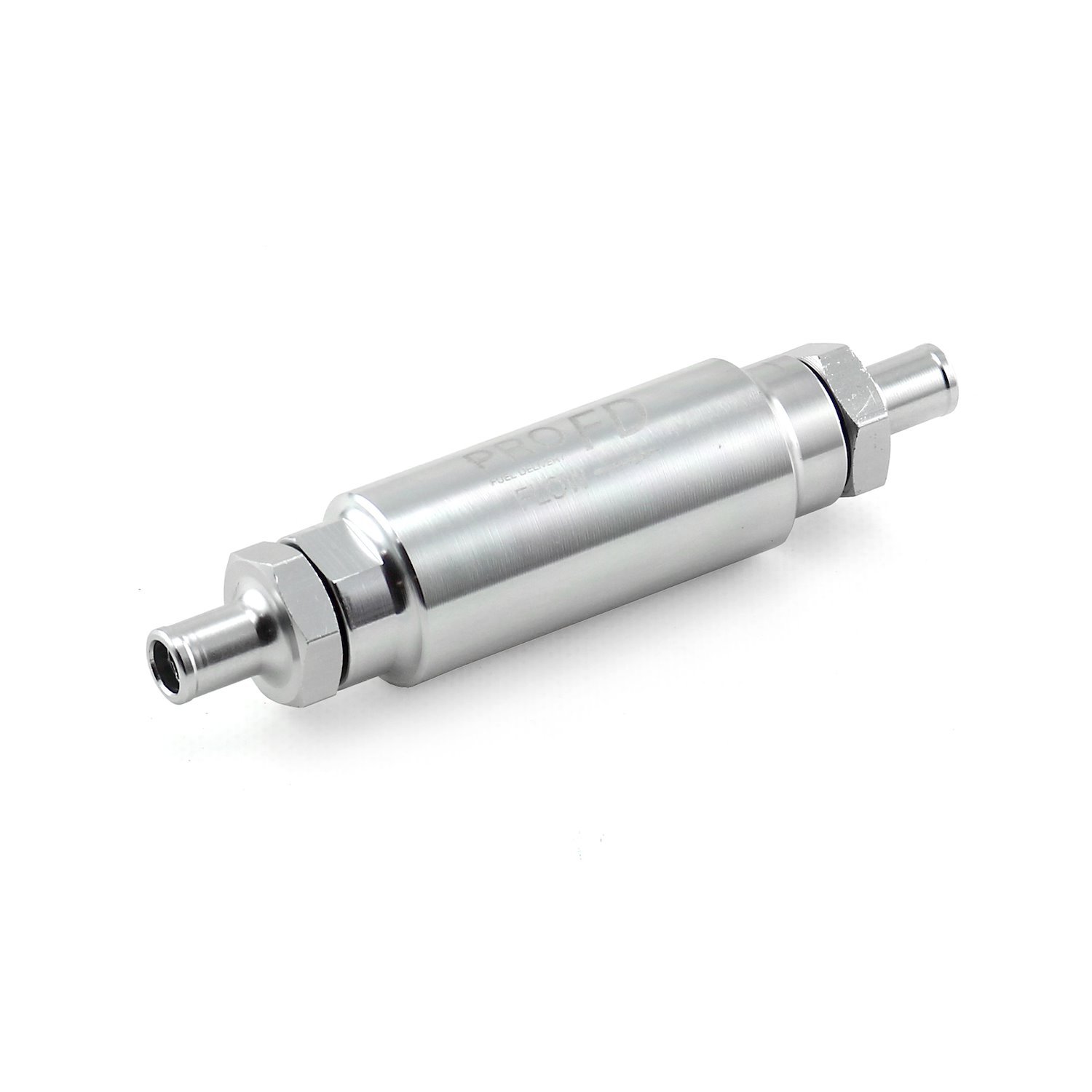 Billet Aluminum Inline Fuel Filter Inlet/Outlet Ports: 3/8" Hose Nipple