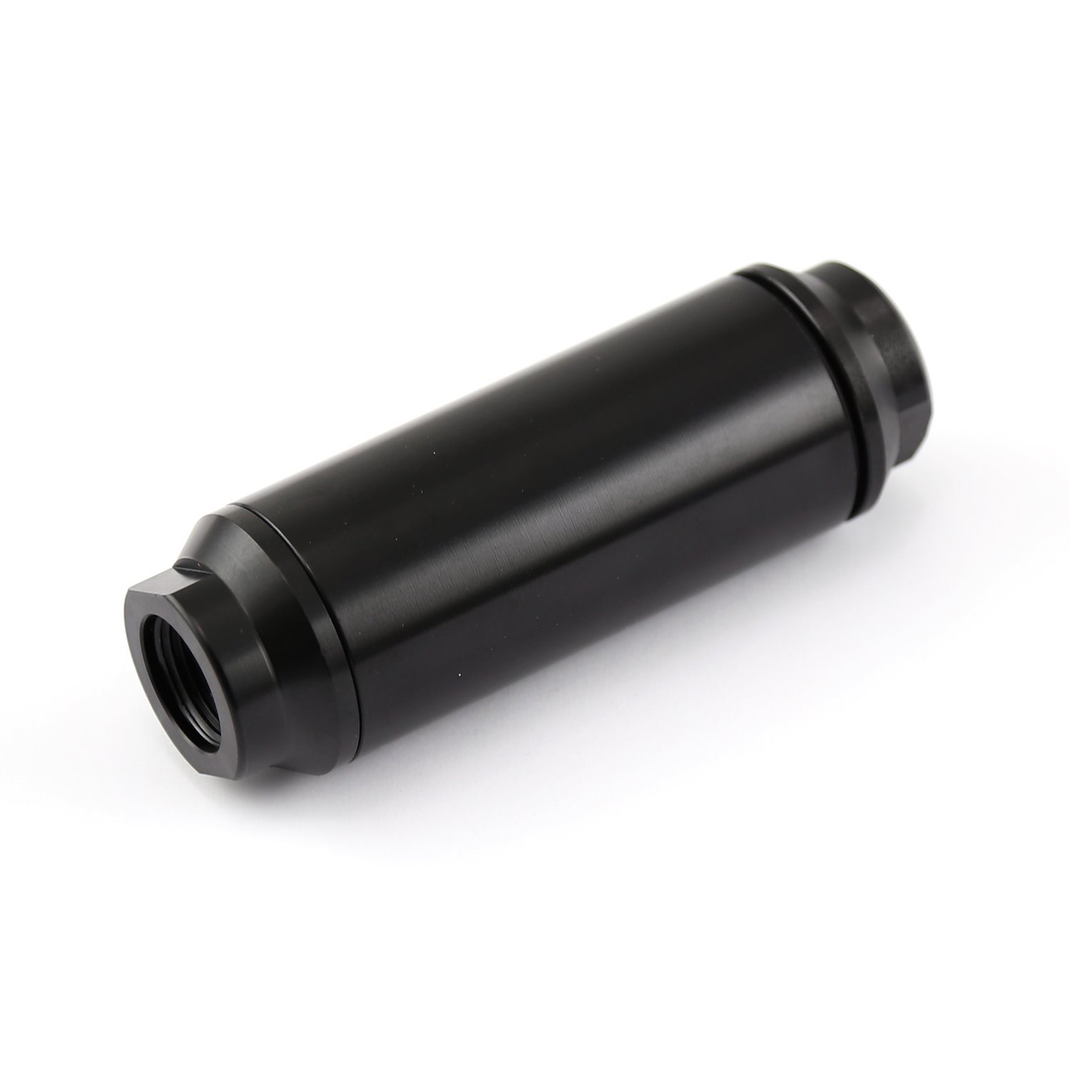 Inline Billet Aluminum Black Anodized Fuel Filter -10