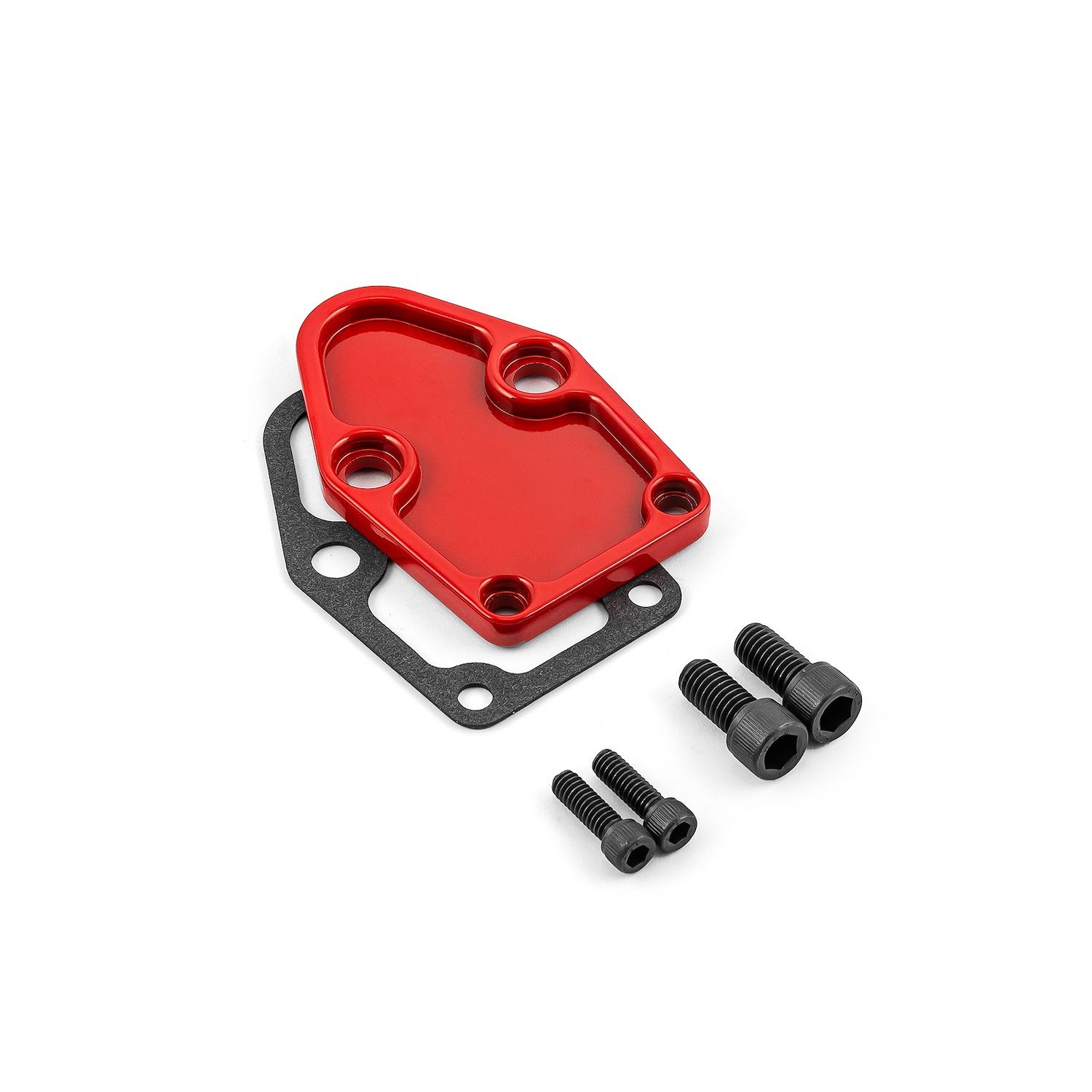 PCE140.1001.02 Fuel Pump Block Off Plate [Small Block Chevy, Red]