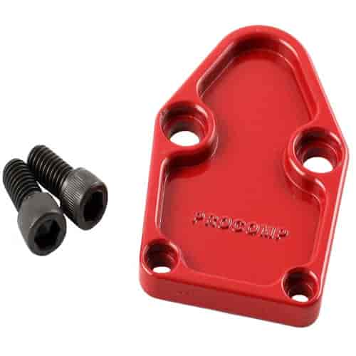 Chevy SBC 350 Fuel Pump Block Off Plate Red