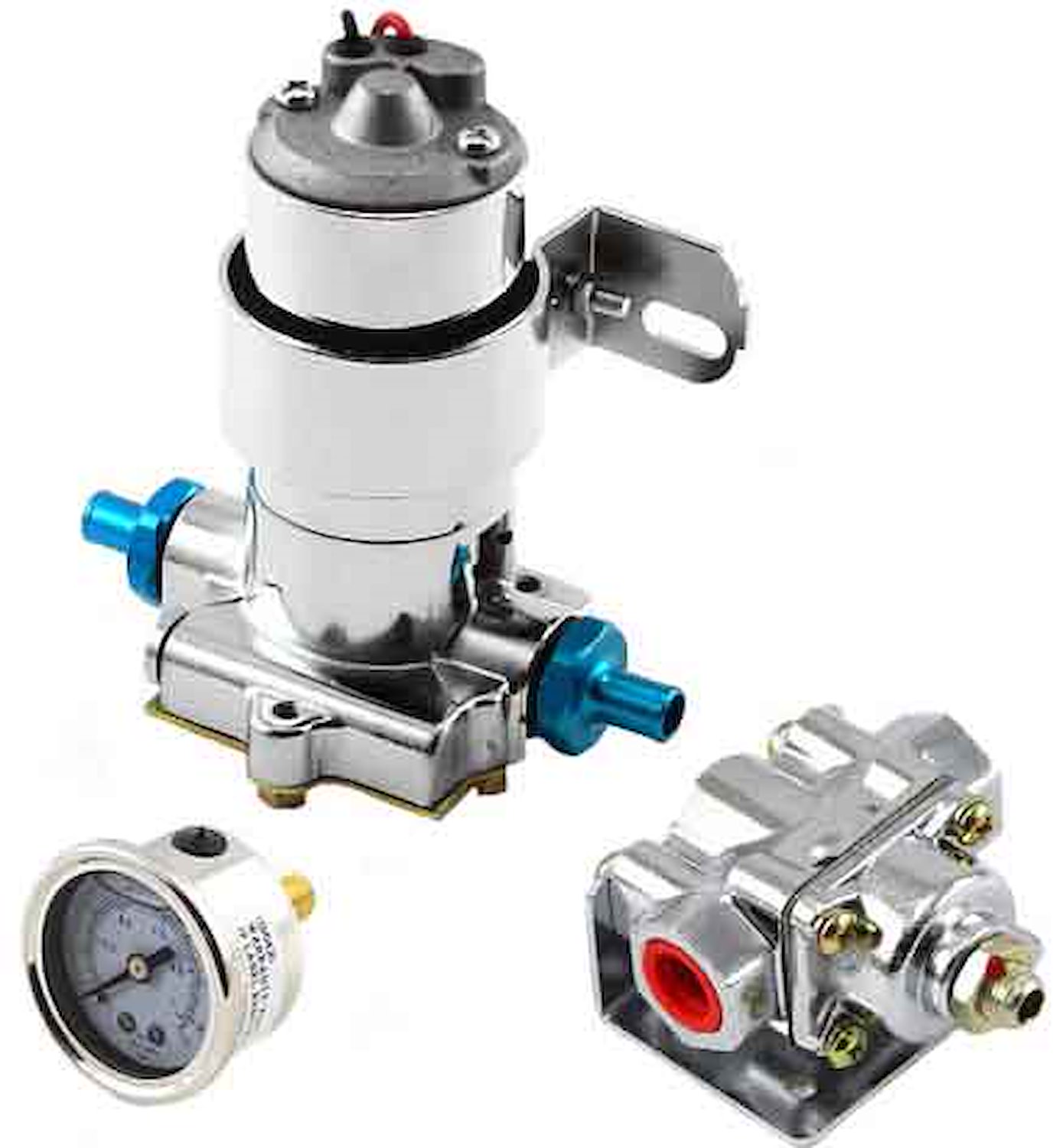 140 Ghp Universal Electric Fuel Pump Kit w/ Liquid-Filled Gauge and Chrome Regulator