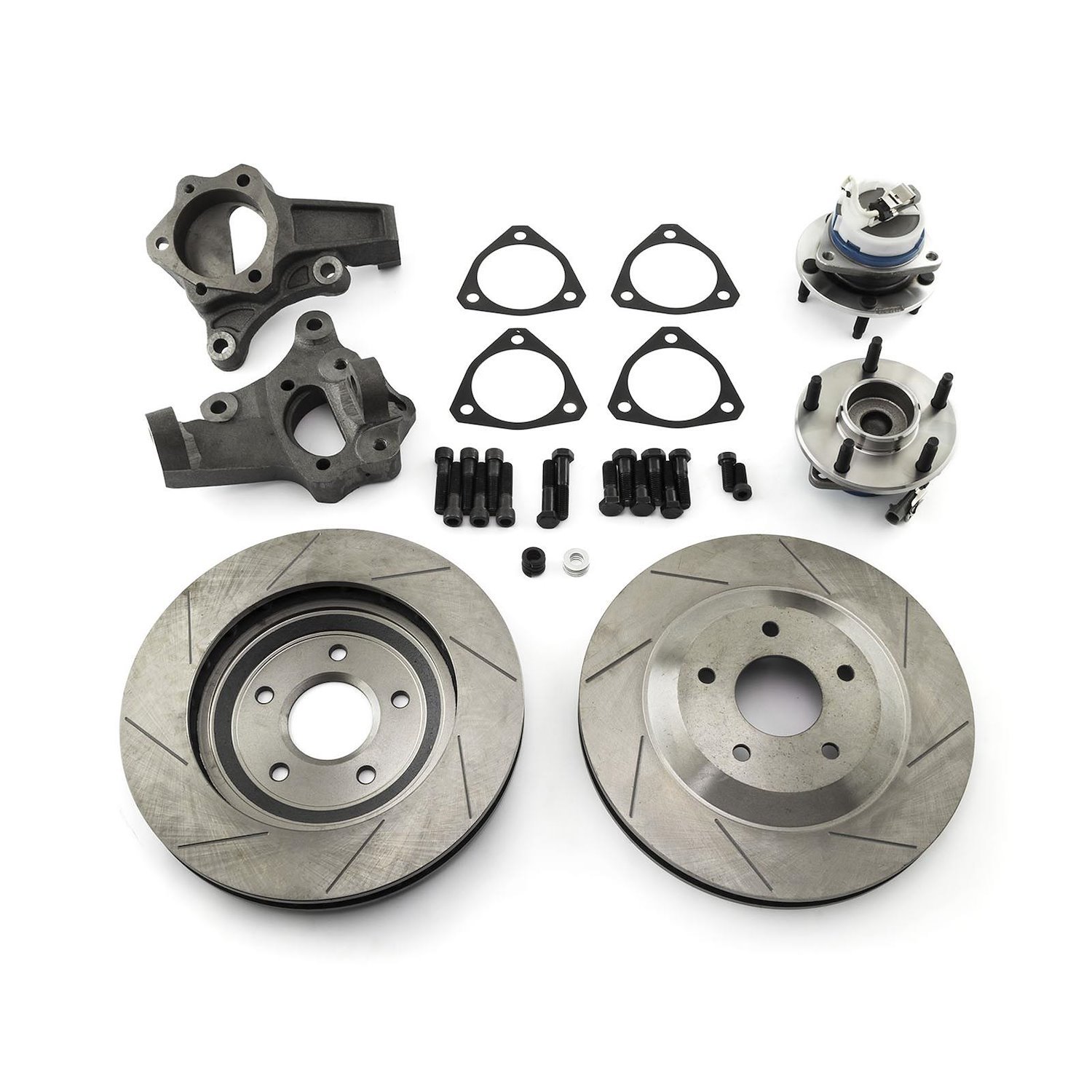 GM C5 CORVETTE 13 DRILLED SLOTTED FRONT DISC BRAKE CONVERSION KIT HUB AND SPINDLES ONLY