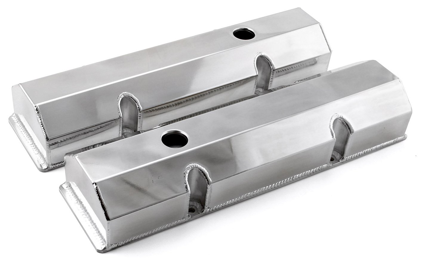 Fabricated Aluminum Valve Covers for Small Block Chevy 350 [Tall with Hole]