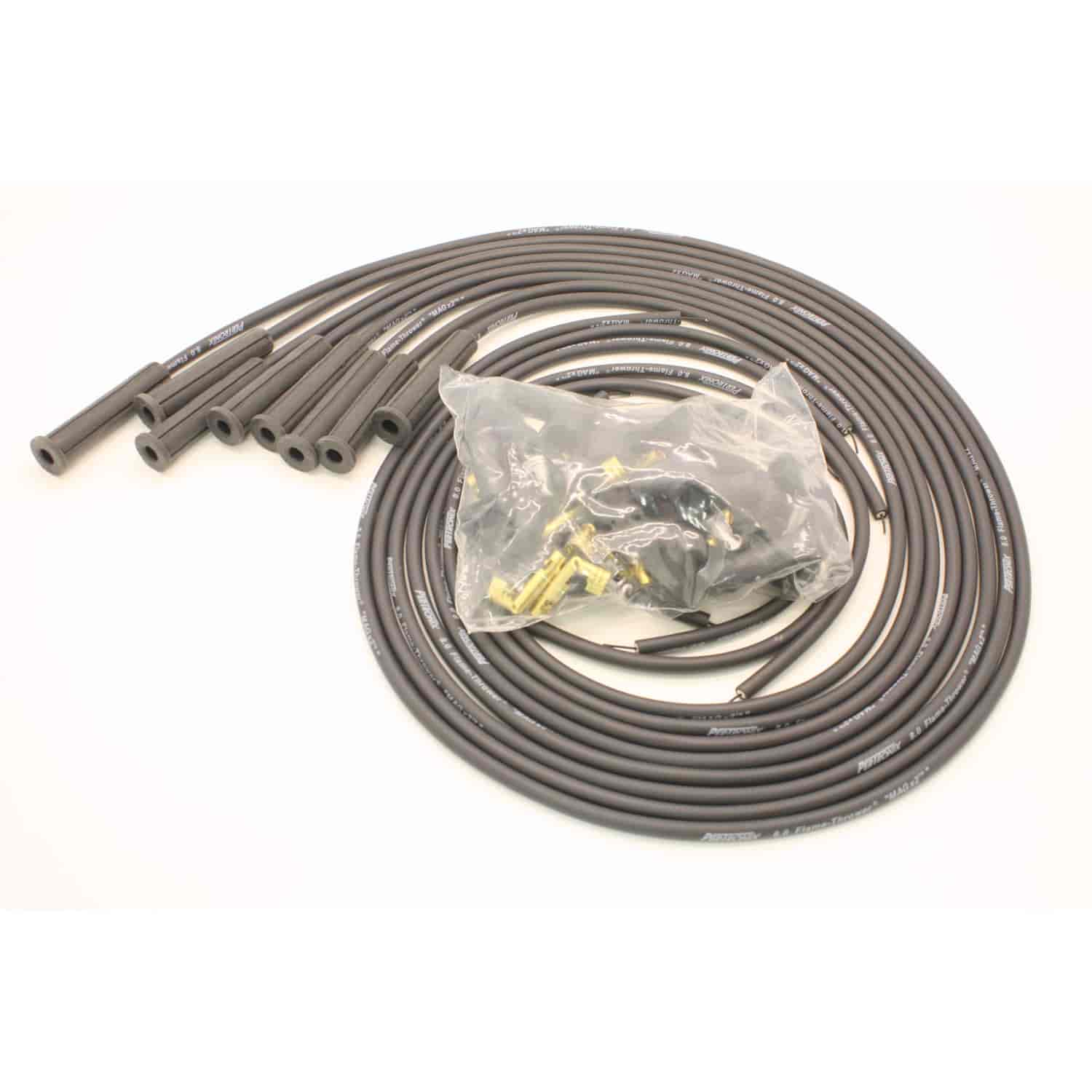 Pertronix Spark Plug Wire Set 804280; Flame Thrower MAGx2 8.0mm Black Straight 