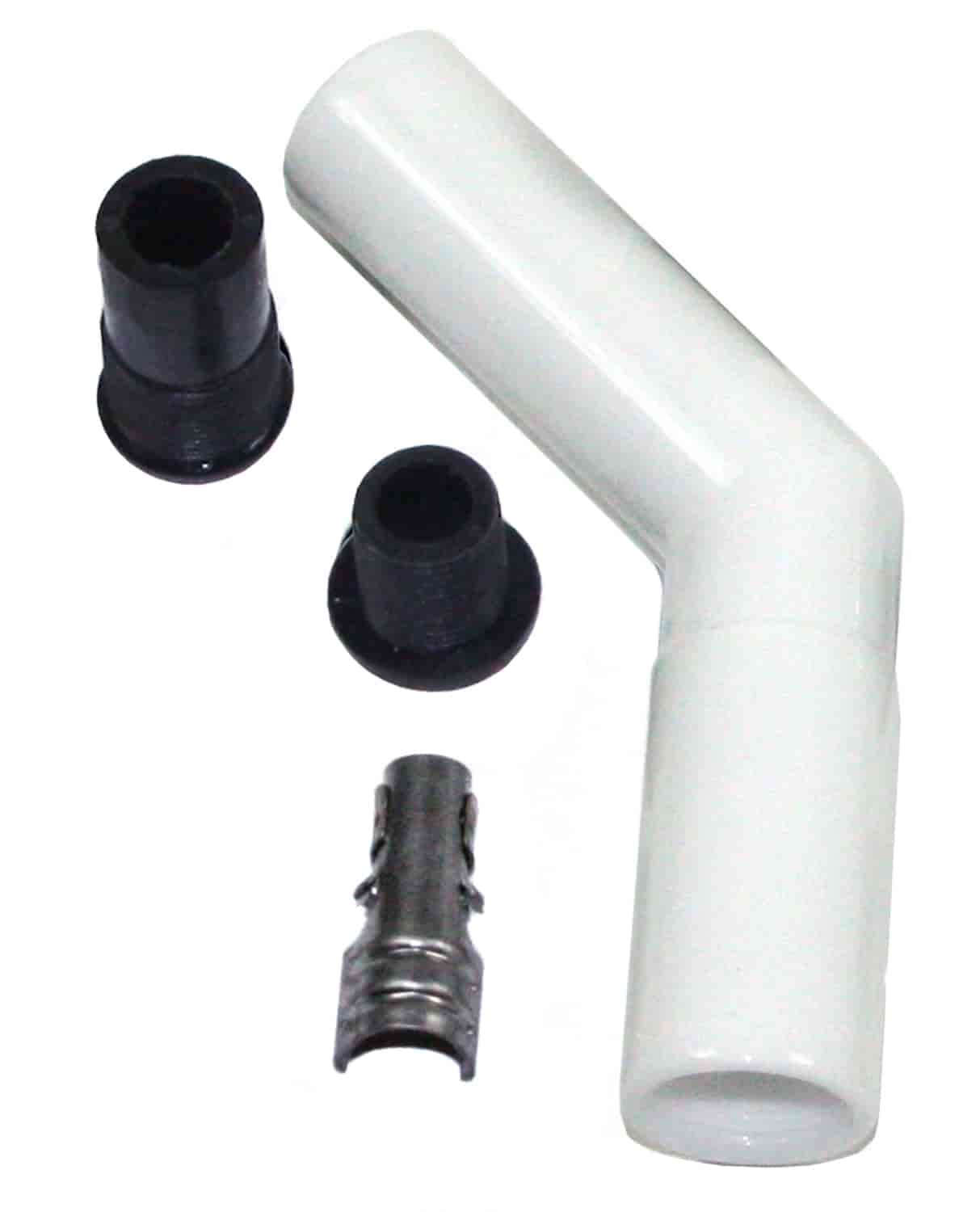 White Ceramic Spark Plug Boot - 45 Degree - Fits 8 mm Wire