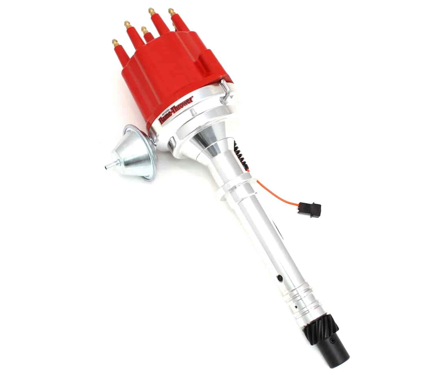 Flame-Thrower Magnetic Trigger Billet Distributor for Small Block/Big Block Chevy [Red Cap, Male Terminals]