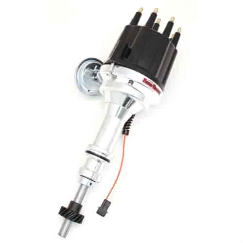 Flame-Thrower Magnetic Trigger Billet Distributor for Ford 351C-460 [Black Cap, Male Terminals]