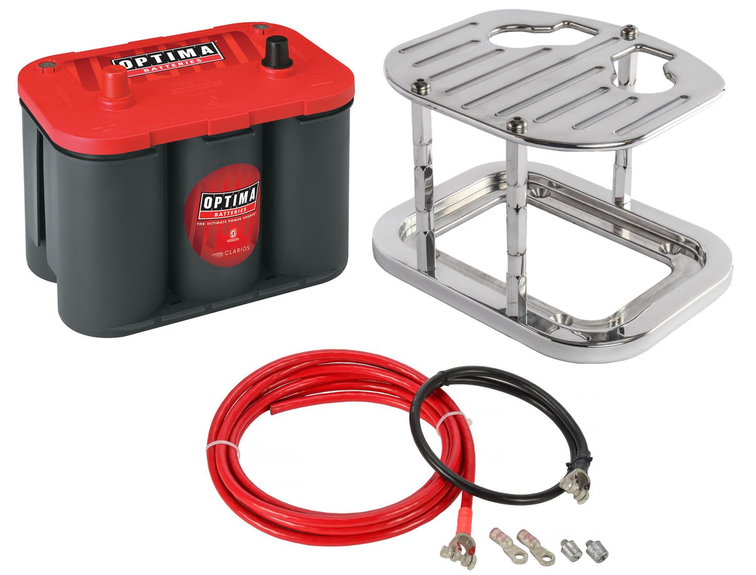 RedTop 12 V Battery and Polished Ball Mill Finish Mount Kit