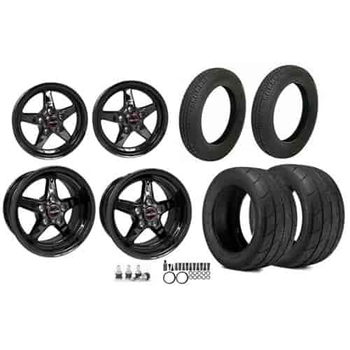 92 Series Drag Star Wheel and Tire Kit Includes: (2) 15" x 3.75" Dark Star Wheels