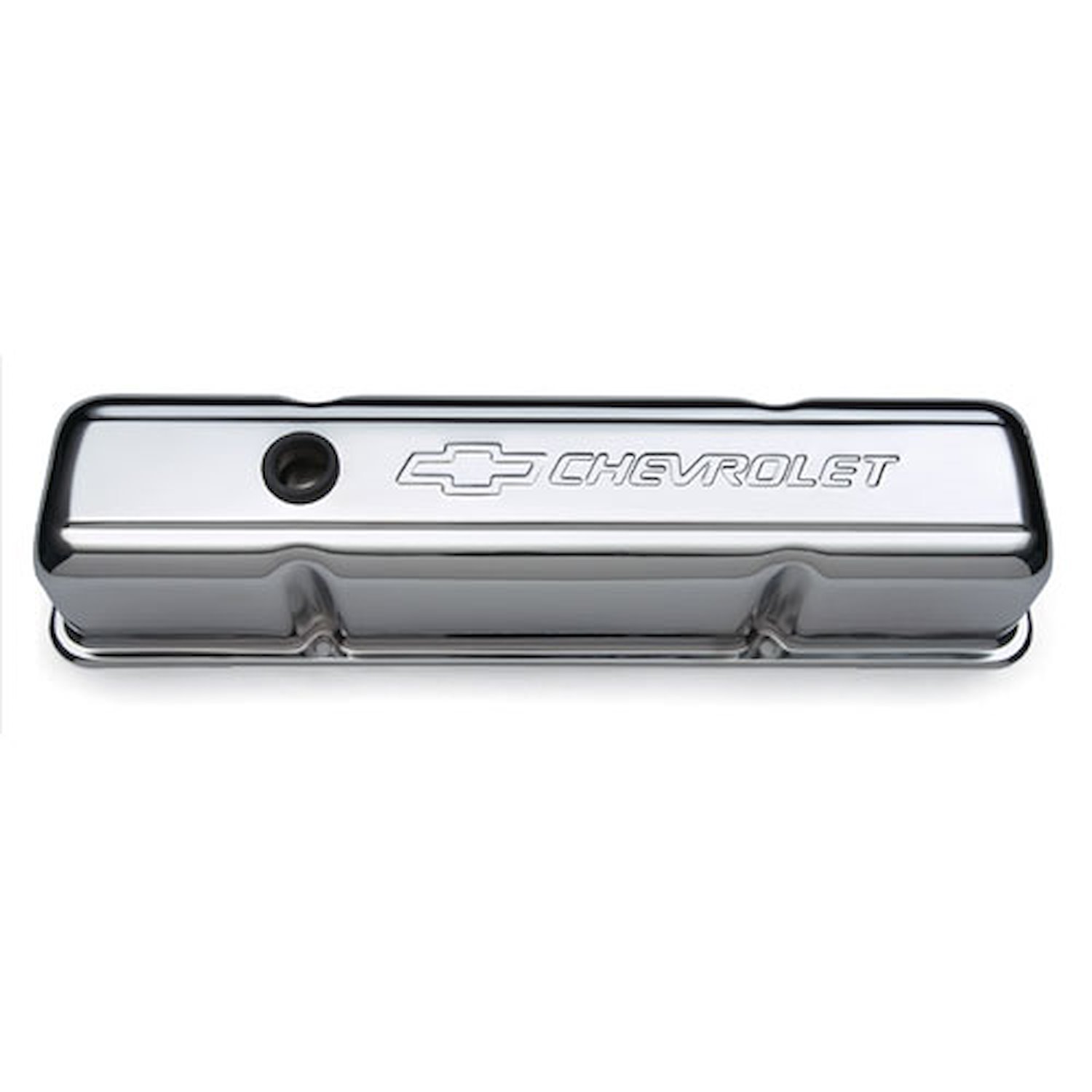 Chrome Tall Valve Covers with Embossed Bowtie & Chevrolet Emblem for 1958-1986 Small Block Chevy