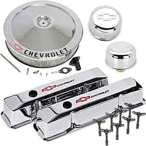 Die-Cast Aluminum Valve Cover Dress-Up Kit for 1958-1986 Small Block Chevy in Chrome Finish