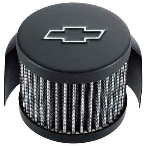 Black Crinkle Chevy Bowtie Valve Cover Air Breather