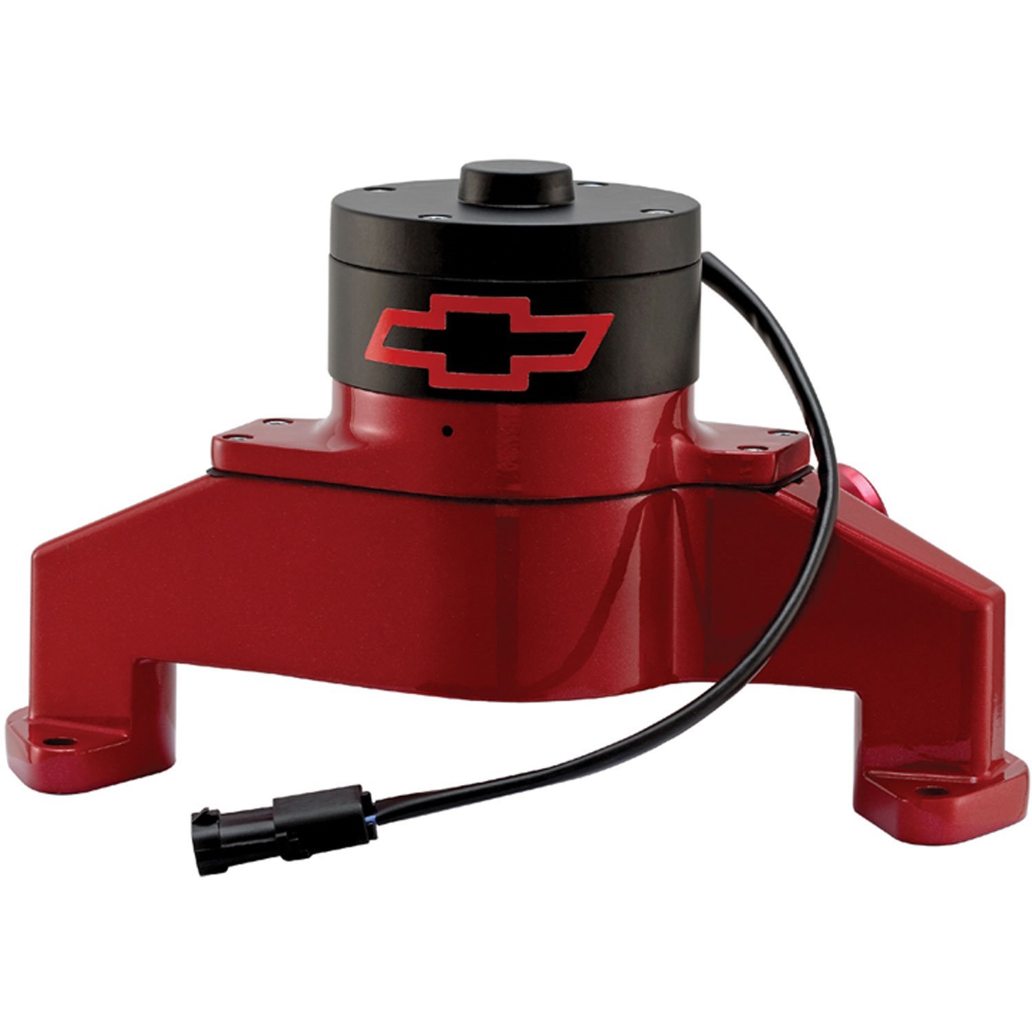 Electric Water Pump for Big Block Chevy with Red Bowtie in Red Epoxy Powder Coated Finish