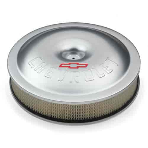 Super-Light 14"x3" Aluminum Air Cleaner Kit with Embossed Bowtie & Chevrolet Emblem in Clear Anodized Finish