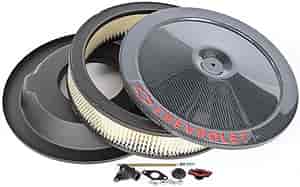 Classic Chevrolet 14"x3" Air Cleaner Kit with Bowtie & Chevrolet Emblem in Carbon-Style Finish
