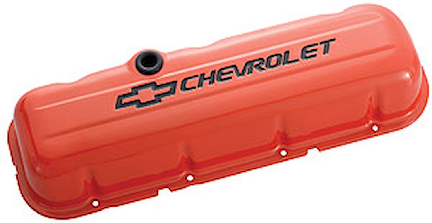 Short Valve Covers for 1965-1996 Big Block Chevy in Chevy Orange Finish