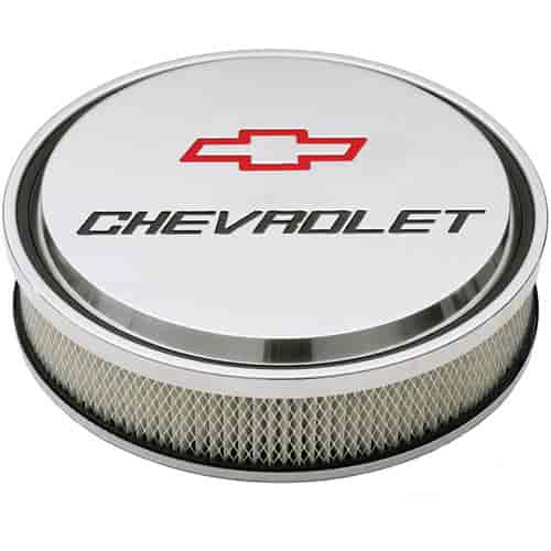 Slant-Edge 14 in. Air Cleaner Kit with Recessed Red/Black Chevy Bowtie Emblem in Polished Finish