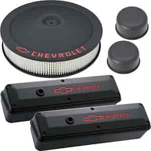 2-Piece Die-Cast Aluminum Valve Cover Dress-up Kit for 1958-1986 Small Block Chevy in Black Crinkle Finish