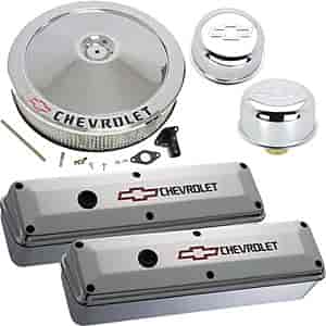 2-Piece Die-Cast Aluminum Valve Cover Dress-up Kit for 1958-1986 Small Block Chevy in Chrome Finish