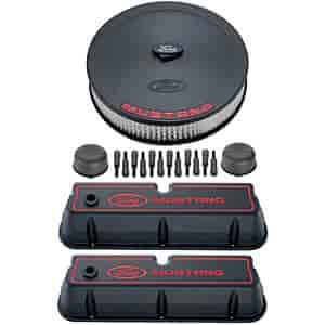 Ford Mustang Valve Cover Dress-Up Kit for Small Block Ford 289-302-351W in Black Crinkle Finish