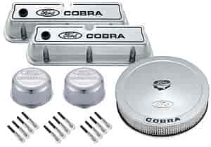 Ford Cobra Valve Cover Dress-Up Kit for Small Block Ford 289-302-351W in Polished Finish