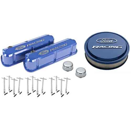 Ford Racing Slant-Edge Valve Cover Kit for Small Block Ford 289-302-351W in Ford Blue Finish