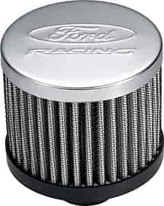 Chrome Push-In Valve Cover Breather Filter with Ford RACING Emblem