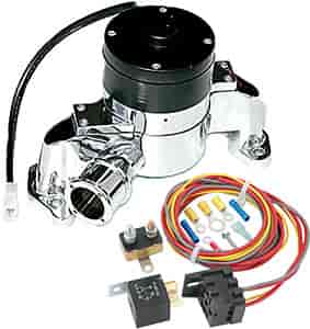 Electric Water Pump Kit Includes: Polished Small Block Chevy Electric Water Pump, Harness & Relay Kit