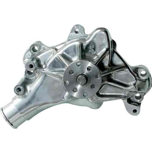 High-Flow Aluminum Long Water Pump for Small Block Chevy in Polished Finish